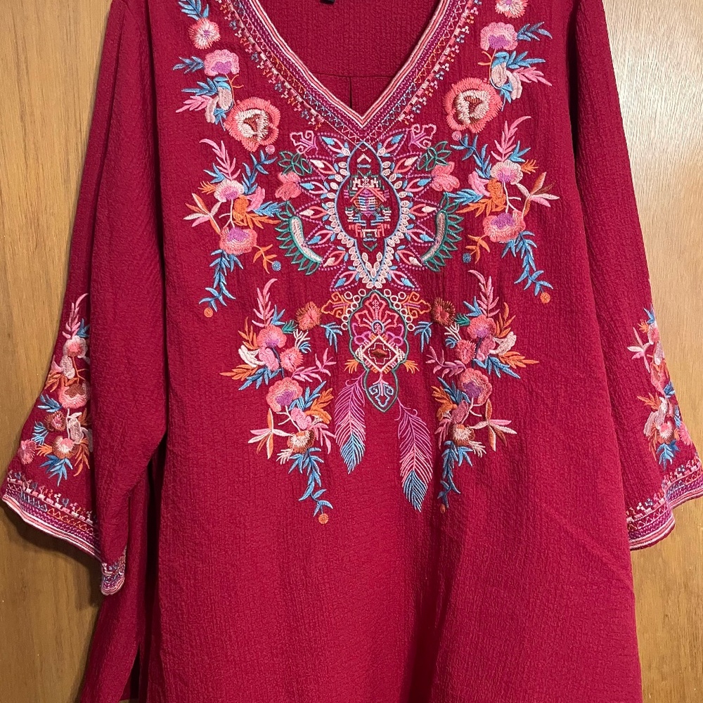 Caleesa Red Embroidered Top